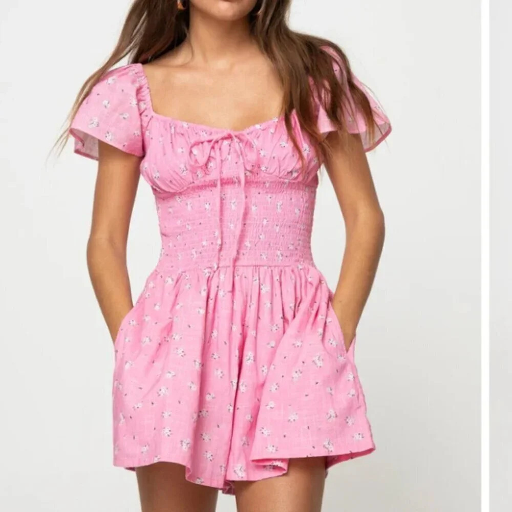 Princess Polly Front Row Romper Playsuit Pink Floral NWT Size 6